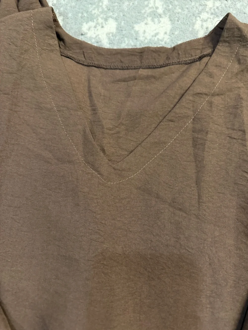 Classic Brown V-Neck Pajama Set for Women - Picture 2 of 4